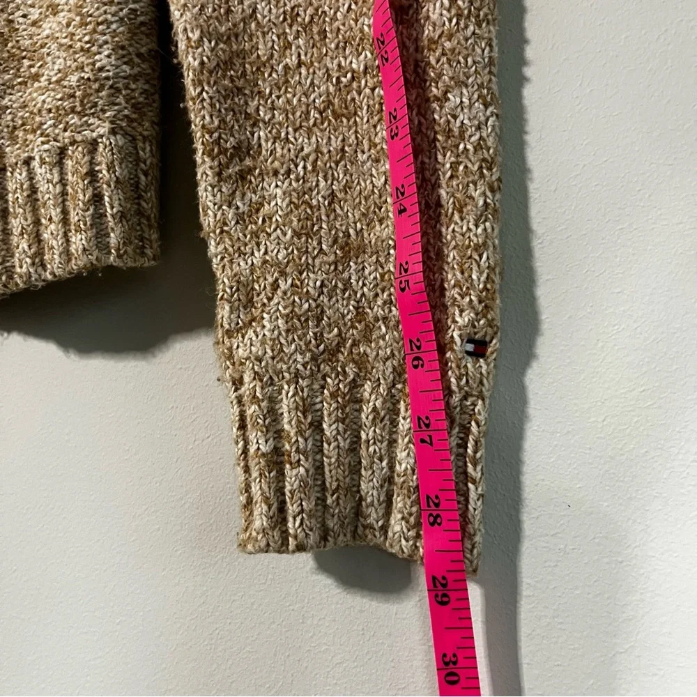 Tommy Hilfiger Oatmeal Crew Cable Knit Women’s Sweater Elbow Patches Size M